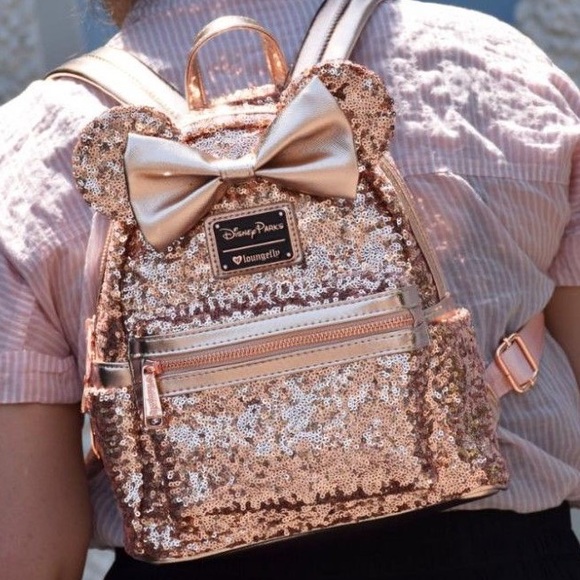 rose gold sequin backpack